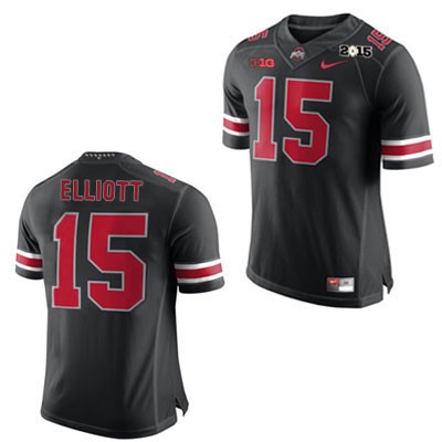 Men's NCAA Ohio State Buckeyes Ezekiel Elliott #15 College Stitched 2015 Patch Authentic Nike Black Football Jersey KS20B81SY